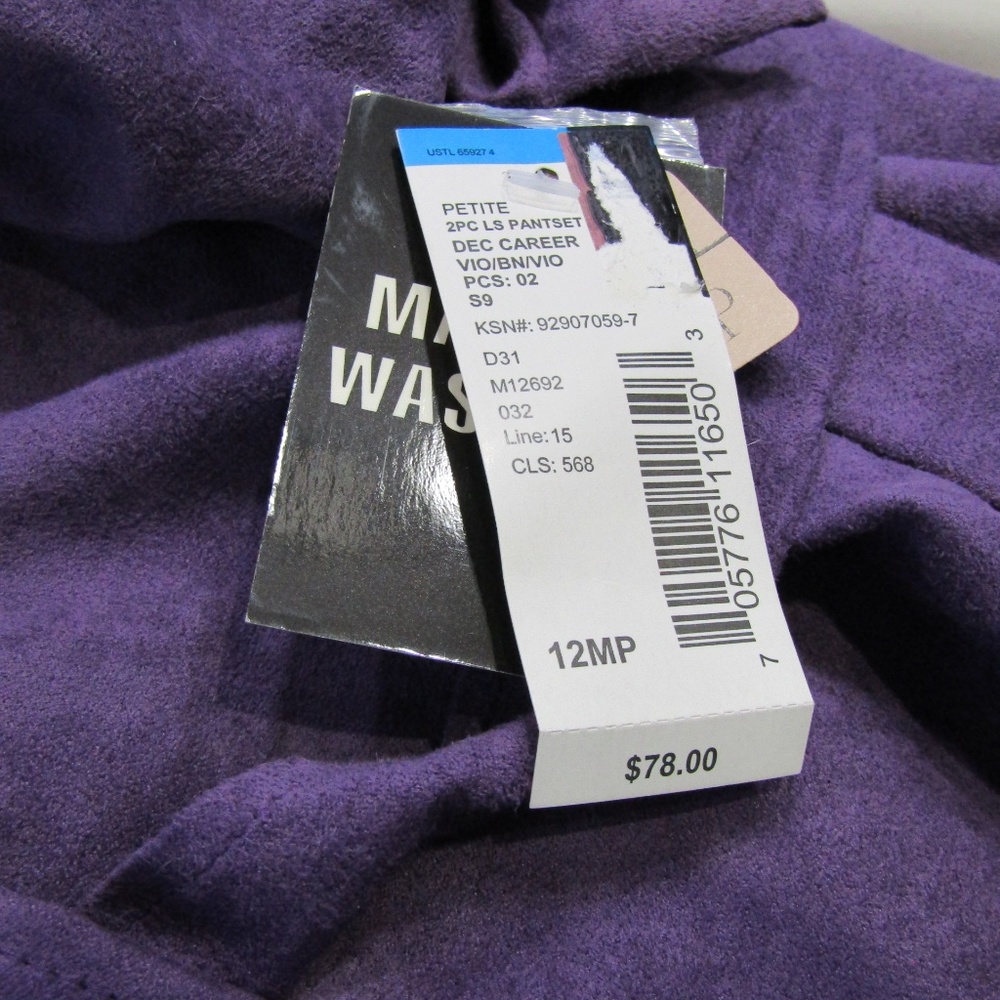 NEW Studio I Petite Purple Faux Suede Jacket 12P - Picture 4 of 6